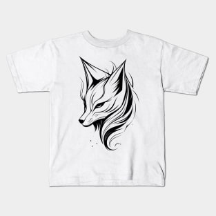 Minimalist Kitsune 2: Modern Interpretation of Japanese Mythical Creature Kids T-Shirt